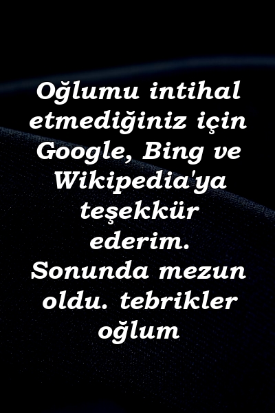 Oğlumu intihal etmediğiniz için Google, Bing ve Wikipedia