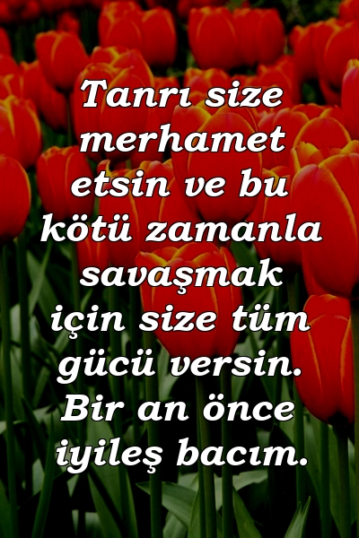 Tanrı size merhamet etsin ve bu kötü zamanla savaşmak için size tüm gücü versin. Bir an önce iyileş bacım.