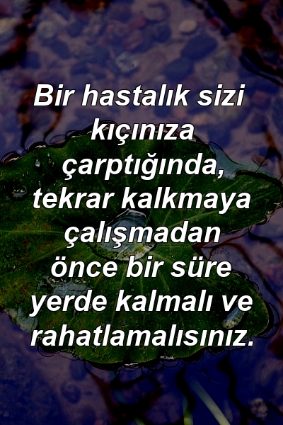 Bir hastalık sizi kıçınıza çarptığında, tekrar kalkmaya çalışmadan önce bir süre yerde kalmalı ve rahatlamalısınız.