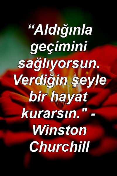 “Aldığınla geçimini sağlıyorsun. Verdiğin şeyle bir hayat kurarsın." - Winston Churchill