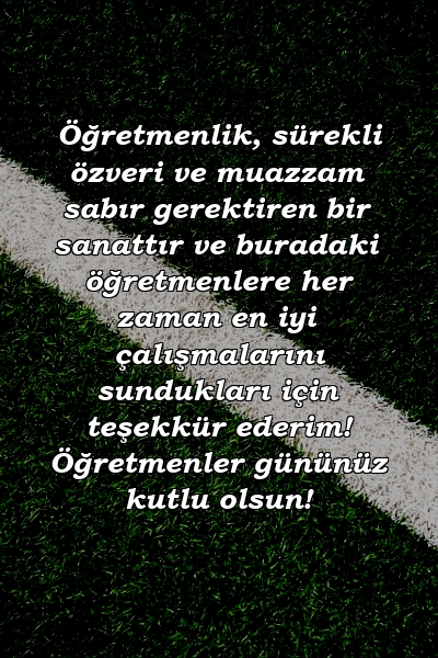 Öğretmenlik, sürekli özveri ve muazzam sabır gerektiren bir sanattır ve buradaki öğretmenlere her zaman en iyi çalışmalarını sundukları için teşekkür ederim! Öğretmenler gününüz kutlu olsun!