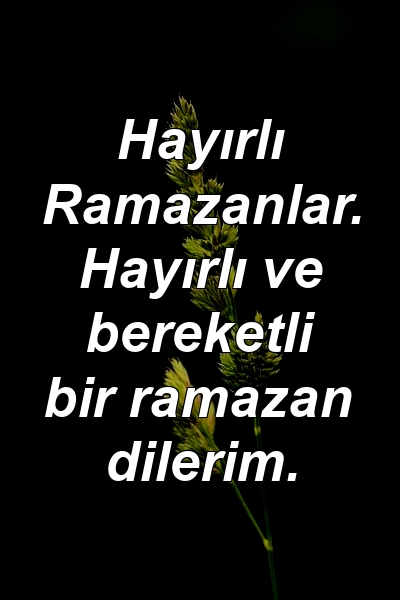 Hayırlı Ramazanlar. Hayırlı ve bereketli bir ramazan dilerim.