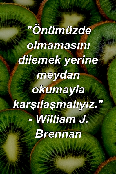 "Önümüzde olmamasını dilemek yerine meydan okumayla karşılaşmalıyız." - William J. Brennan