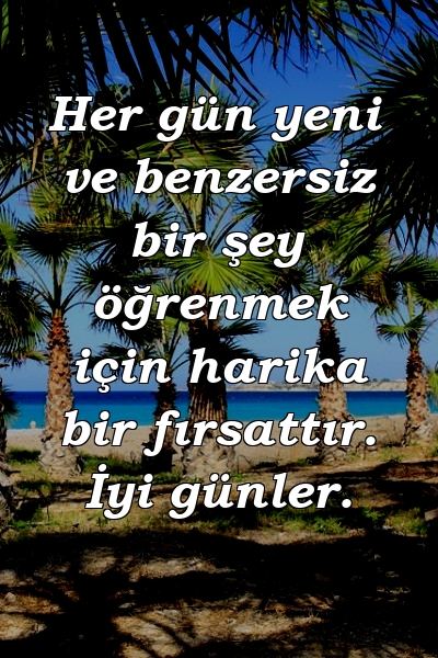 Her gün yeni ve benzersiz bir şey öğrenmek için harika bir fırsattır. İyi günler.