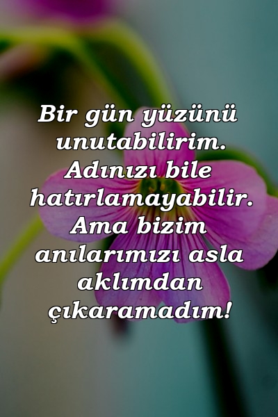 Bir gün yüzünü unutabilirim. Adınızı bile hatırlamayabilir. Ama bizim anılarımızı asla aklımdan çıkaramadım!