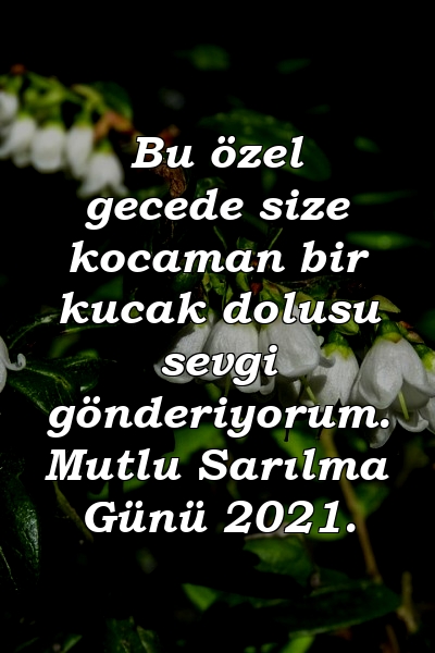 Bu özel gecede size kocaman bir kucak dolusu sevgi gönderiyorum. Mutlu Sarılma Günü 2021.