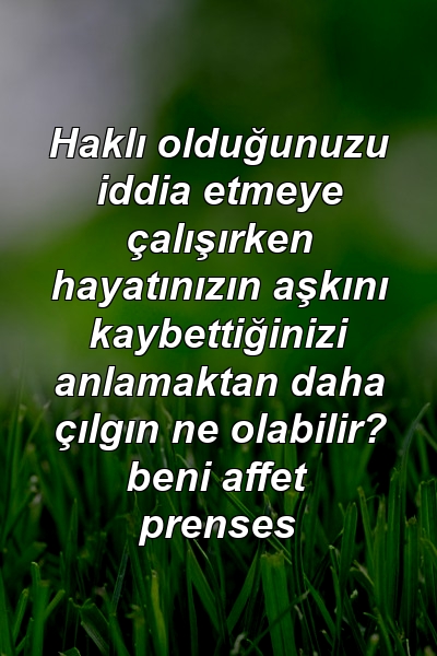 Haklı olduğunuzu iddia etmeye çalışırken hayatınızın aşkını kaybettiğinizi anlamaktan daha çılgın ne olabilir? beni affet prenses