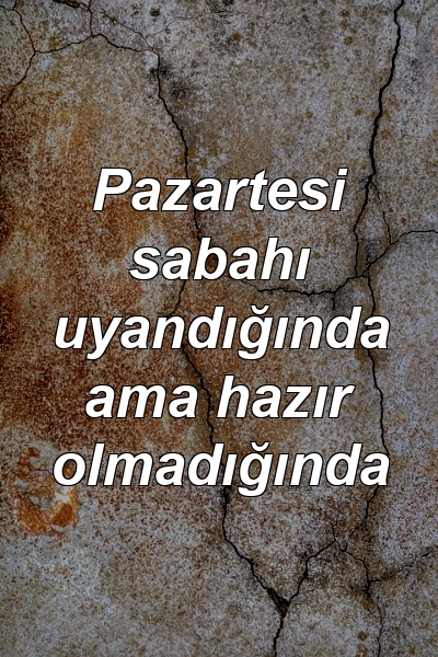 Pazartesi sabahı uyandığında ama hazır olmadığında