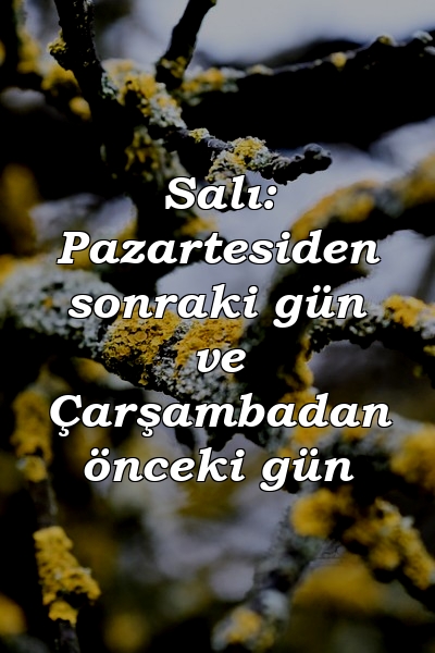 Salı: Pazartesiden sonraki gün ve Çarşambadan önceki gün