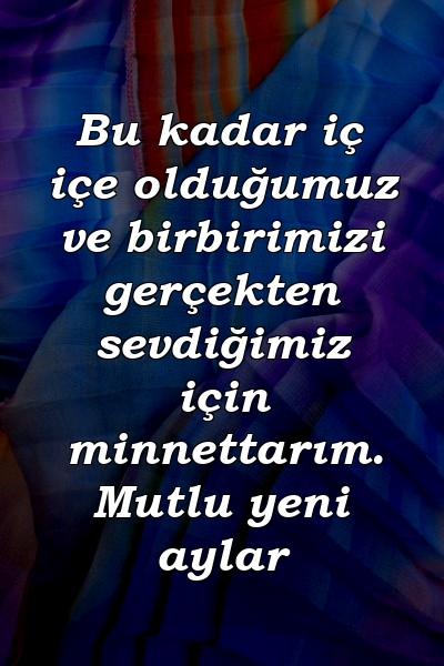 Bu kadar iç içe olduğumuz ve birbirimizi gerçekten sevdiğimiz için minnettarım. Mutlu yeni aylar