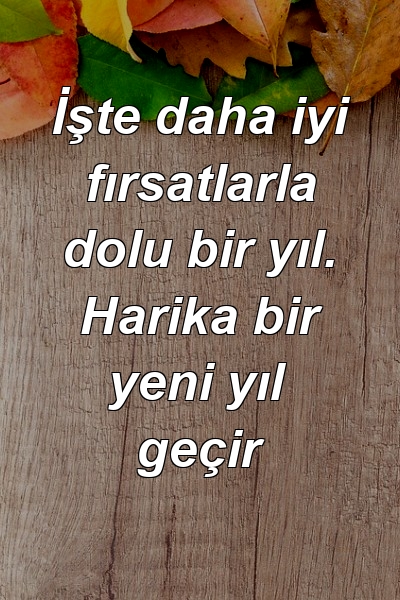 İşte daha iyi fırsatlarla dolu bir yıl. Harika bir yeni yıl geçir