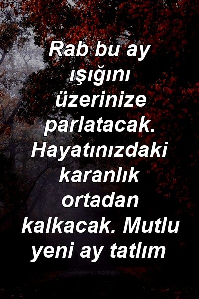 Rab bu ay ışığını üzerinize parlatacak. Hayatınızdaki karanlık ortadan kalkacak. Mutlu yeni ay tatlım