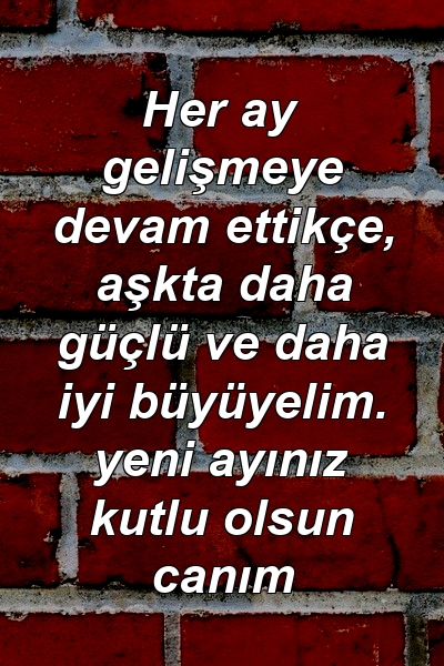 Her ay gelişmeye devam ettikçe, aşkta daha güçlü ve daha iyi büyüyelim. yeni ayınız kutlu olsun canım