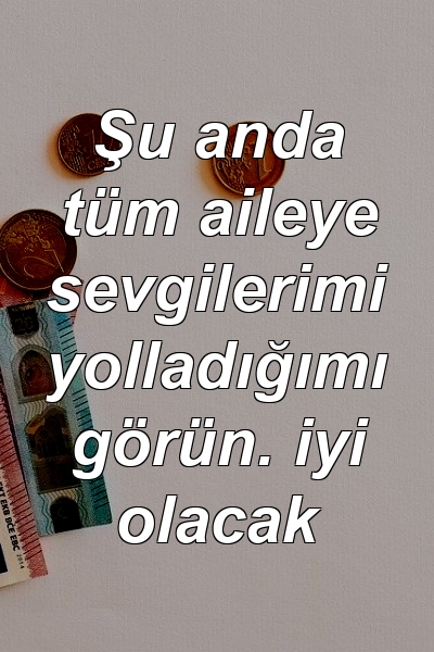 Şu anda tüm aileye sevgilerimi yolladığımı görün. iyi olacak