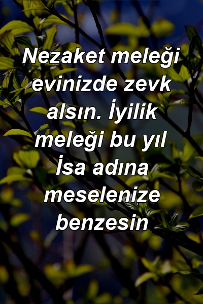 Nezaket meleği evinizde zevk alsın. İyilik meleği bu yıl İsa adına meselenize benzesin