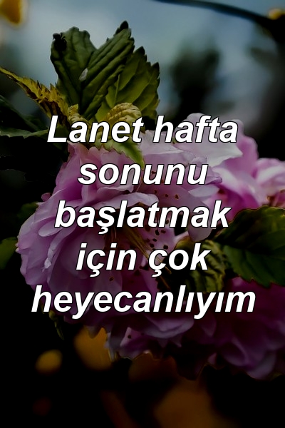 Lanet hafta sonunu başlatmak için çok heyecanlıyım