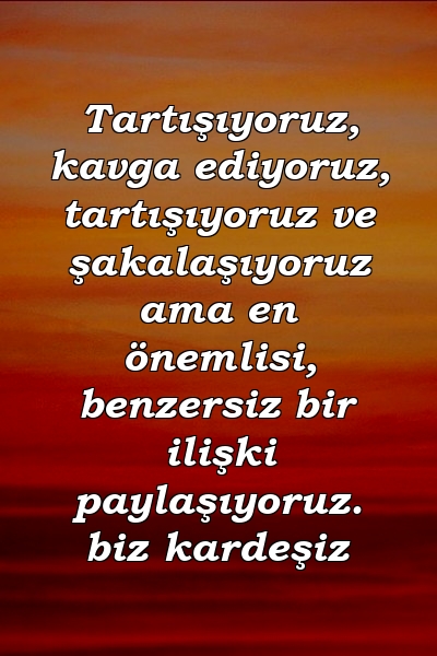 Tartışıyoruz, kavga ediyoruz, tartışıyoruz ve şakalaşıyoruz ama en önemlisi, benzersiz bir ilişki paylaşıyoruz. biz kardeşiz