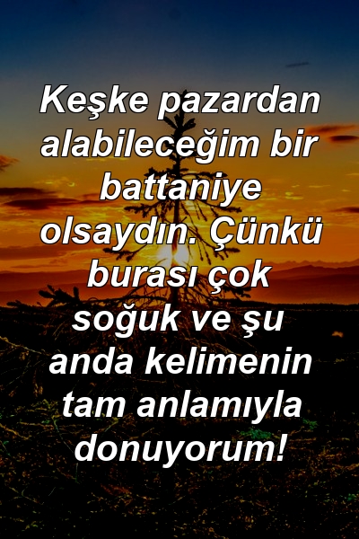 Keşke pazardan alabileceğim bir battaniye olsaydın. Çünkü burası çok soğuk ve şu anda kelimenin tam anlamıyla donuyorum!