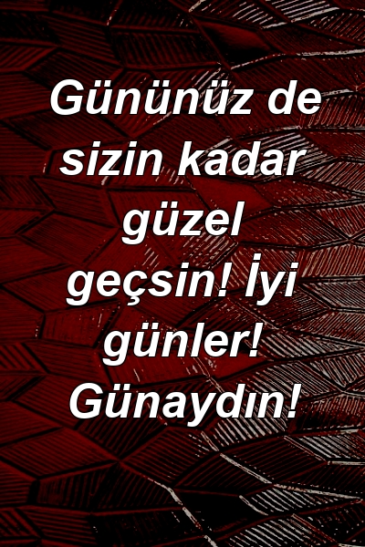 Gününüz de sizin kadar güzel geçsin! İyi günler! Günaydın!