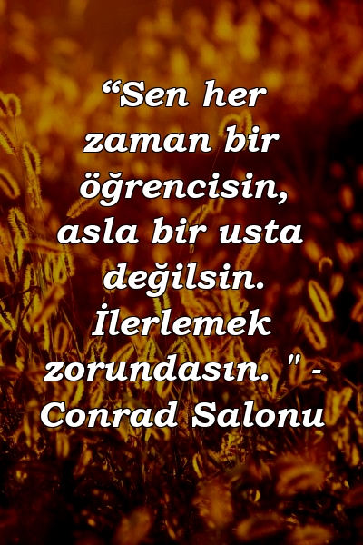 “Sen her zaman bir öğrencisin, asla bir usta değilsin. İlerlemek zorundasın. " - Conrad Salonu