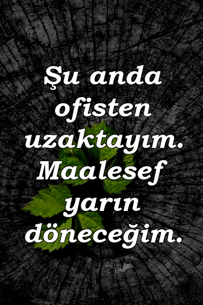 Şu anda ofisten uzaktayım. Maalesef yarın döneceğim.